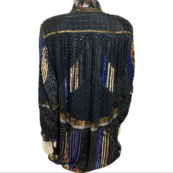 Art Deco Sequin Caftan Kimono Coat - Picture 7 of 16